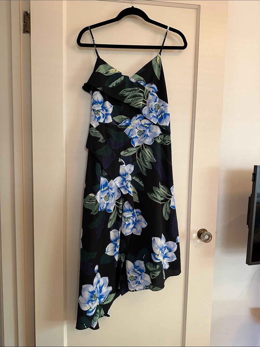 Banana Republic Black Floral Asymmetrical Dress